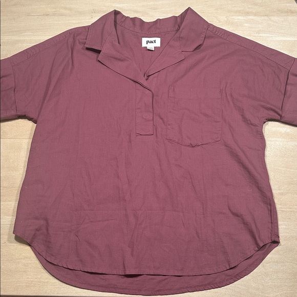 Pact Organic Cotton Short Sleeved Camp Shirt Sz S - Picture 1 of 4